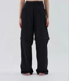 【即日発送】enof open knee nylon pants black M