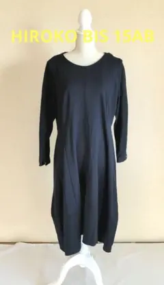 1263 【美品】HIROKO BIS 15ABワンピース ネイビー