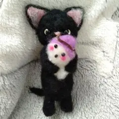 羊毛フェルト・ハロウィン黒猫みぃちゃん