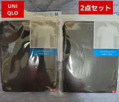 【新品】ユニクロ エアリズム コットンクルーT 半袖ブラックMサイズ2点セット