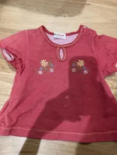 CLIP 赤 Tシャツ 95cm 花柄刺繍