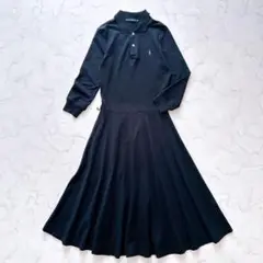 RALPH LAUREN ポロシャツワンピース　フレアワンピース サイズM 黒