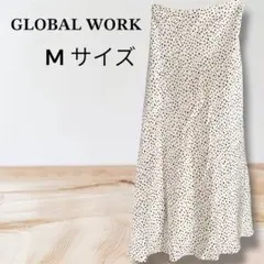 GLOBAL WORK ダルメシアン柄 ロングスカート M オフィスカジュアル