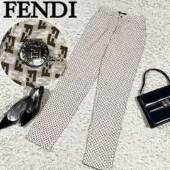 【美品】フェンディ ズッカ柄 FFロゴ カジュアルパンツ ベージュ Sサイズ