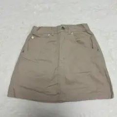 タイトスカート　ベージュ　M ミニスカート　コットン　綿　カジュアル　古着