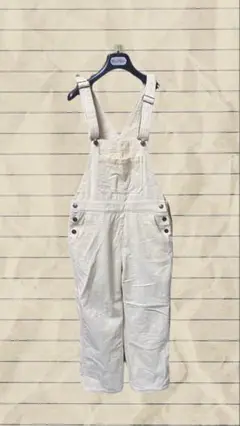 コーデュロイ　サロペット　ホワイトオーバーオール レディースsサイズ