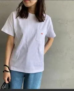 ダントン ポケットTシャツ　半袖　コットン100% 白ホワイト　刺繍ロゴ　36