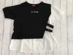 【新品】LOVE RABBY 半袖Tシャツ 160ラブラビ キッズ 黒白ガールズ
