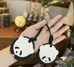 【新品】パンダ 顔型デザイン レザー風チャーム