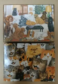 Caspari 箱　2個　　猫と犬