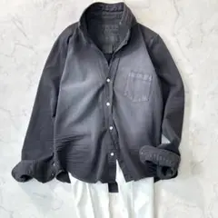 フランクアンドアイリーン デニムシャツ 長袖 ダメージ加工 黒系 XS rm4