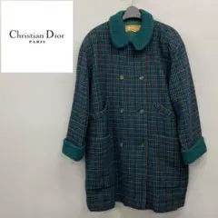 極美品 希少 OLD Dior ウール チェック ボア コート アウター 古着