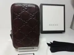 GUCCI グッチ GGシマレザー ブラウン シガレットケース 袋・付属品