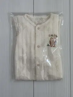 フクロウ刺繍ロンパース クリーム色
