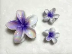 夏の花ハイビスカス ヘアクリップセット （光沢のある紫色） #1
