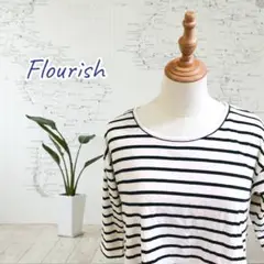 美品【F】Flourish レディース 重ね着風ワンピース 五部袖 ゆったりめ