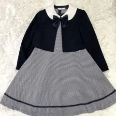 【美品】ma・manie・j フォーマルスーツ　紺　リボン　130