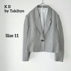 KII タキヒョー テーラードジャケット 上着 千鳥格子 白黒 シングル 11号