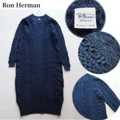 RonHerman クルーネック ケーブルニットワンピース コットン ネイビー