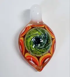TOMOMATSU BEADS パイレックスガラスチャーム 赤オレンジ