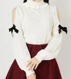 【新品未使用】Ank Rouge 肩あきハートケーブルニットプルオーバー