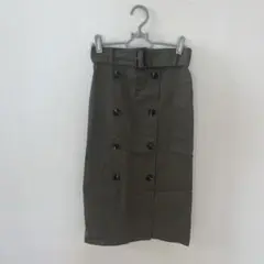 即購入可！美品！　GU トレンチ風タイトスカート　ボタン　トレンチ　カーキ　緑
