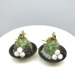 宇治抹茶、抹茶、かき氷、あんこ、白玉、ピアス、イヤリング