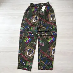 90s 総柄児島イージーパンツ新品タグ付き　レトロ柄　グリーン　緑　ワイドパンツ