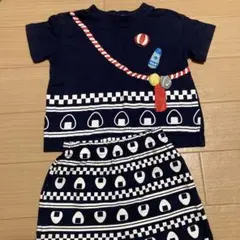 お祭り風デザインTシャツ&ショートパンツセット サイズ80