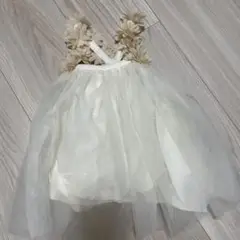 petit main 花飾り付きチュールワンピース 70サイズ