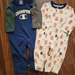 Champion とクマ柄ロンパース2枚セット♡８０センチ