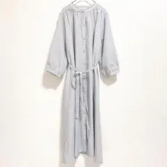 匿⭐️グラシア シャツワンピース ライトグレー 長袖 ウエストリボン ゆったり