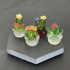 サボテン ガラス細工 4個セット