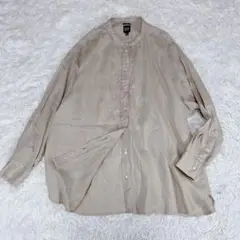 【美品】GAP オーバーサイズバンドカラーシャツ　ベージュ　リネン100% L