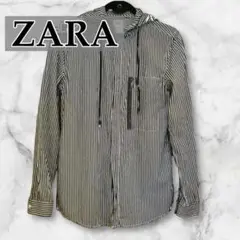 【未使用品】 ZARA　 ペンシルストライプ　 パーカーブルゾン