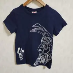 ねぶた祭　比呂先　Tシャツ　半袖　ネイビー　青森　キッズ　ピタT　チビT