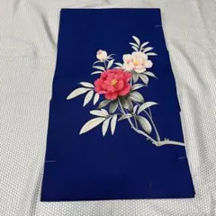 名古屋帯 未使用☆塩瀬 椿 紺地