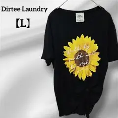Dirtee Laundry【L】 ひまわりプリント Tシャツブラック