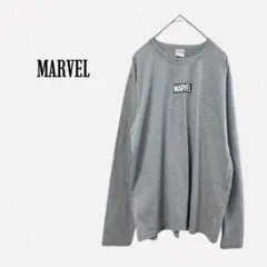 マーベル 【M】 ロングTシャツ ロンＴ 長袖カットソー ロゴワッペン グレー