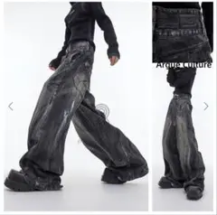 argue culture ウォッシュドダメージワイドデニムパンツ