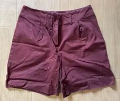 Laura Ashley バーガンディ ショートパンツ コットン混紡