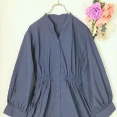良品★ラミラル　長袖　シャツワンピース　スキッパー　紺　М　38