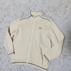 美品 ARMANI JUNIOR ジップアップ ニットセーター ロゴ 3A