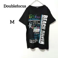 ダブルフォーカス グラフィックプリント Tシャツ 半袖 ブラック M