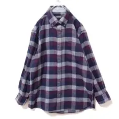 【U.Prenoma】　長袖　シャツ　紫　パープル　メンズ　古着　チェック　ネル