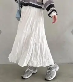 【Loueme】ソフトタッチワッシャーフレアスカート