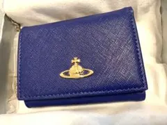 ✨新品未使用✨ ヴィヴィアンウエストウッド 3つ折り財布 青ガマ口 金オーブ