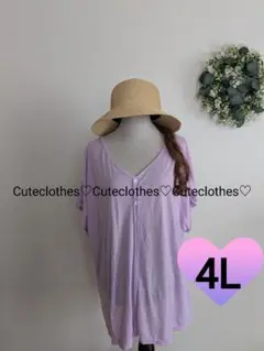 4L♡新品大きいサイズ♡飾りボタン付き無地プルオーバー