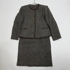 セットアップ スカート ジャケット ウール ブラウン 茶 レトロ 古着 Y2K