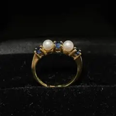 ティファニー サファイア×パール リング k18
